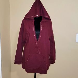 V ACTIVE Women's Plus Size Burgundy Hoodie Activewear  - 18-20W